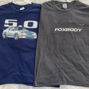 LOT of 2 FORD MUSTANG Port & Company Fan Favorite Tees.  5.0 and Fox Body!!!